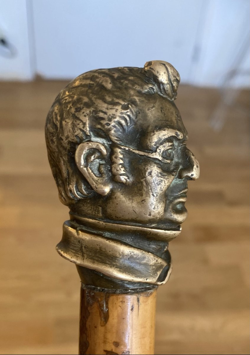 Canne pommeau bronze Adolphe Thiers XIXe siècle-photo-3