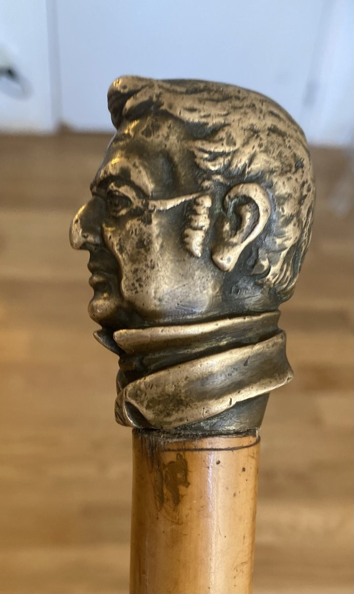 Canne pommeau bronze Adolphe Thiers XIXe siècle-photo-4