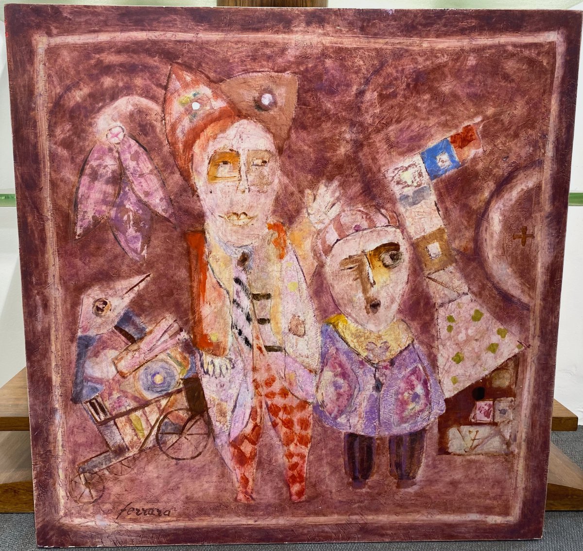 Roger Ferrara Peinture huile  sur panneau bois XXe siècle signée-photo-2