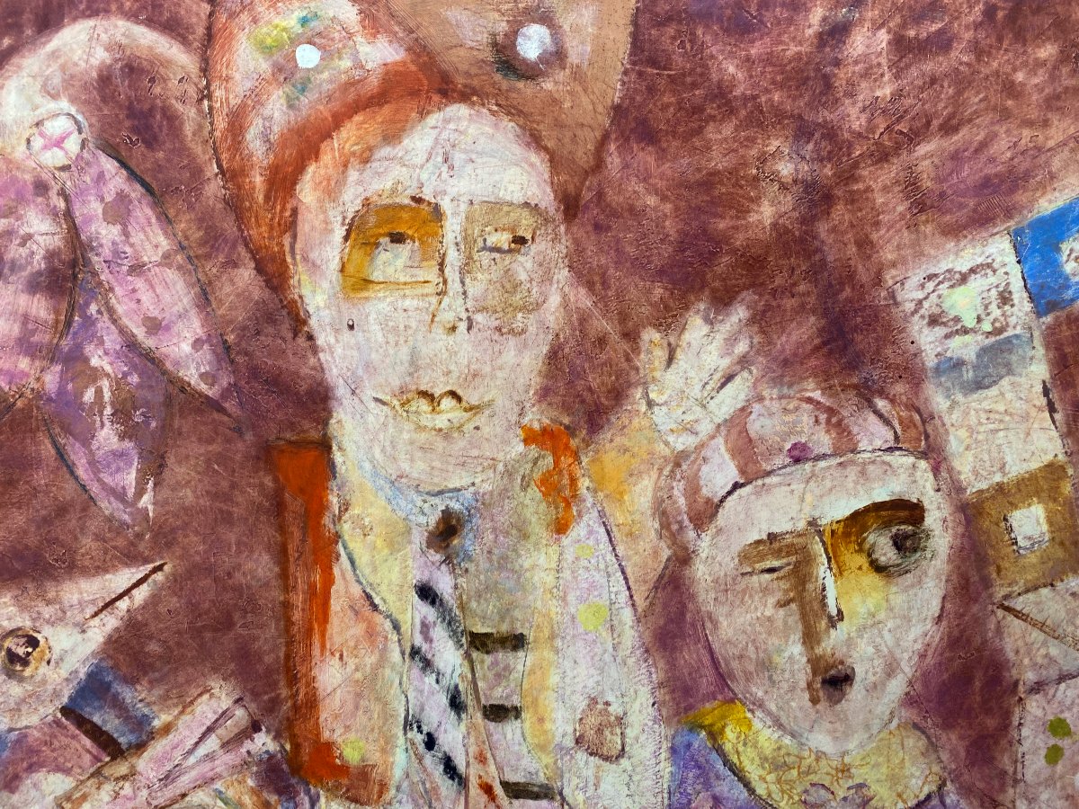 Roger Ferrara Peinture huile  sur panneau bois XXe siècle signée-photo-3