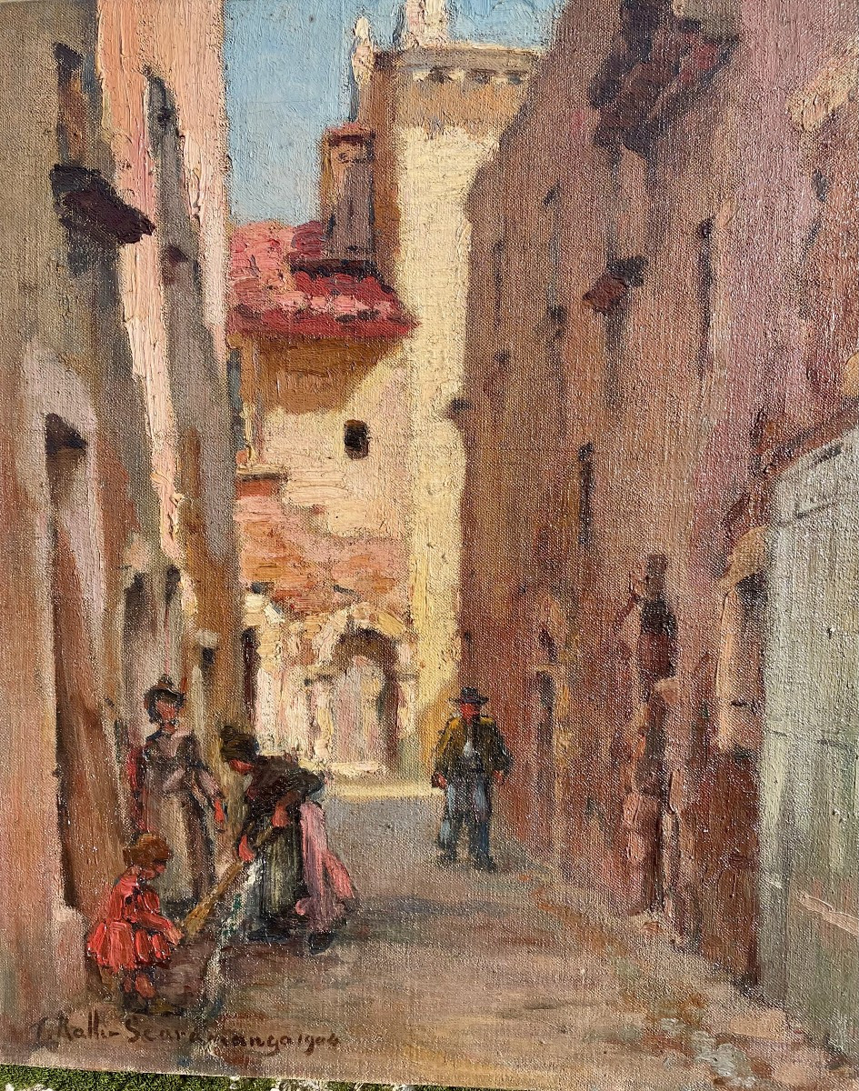 Théodore Jacques Ralli, Oil On Canvas, Signed, Lively Street