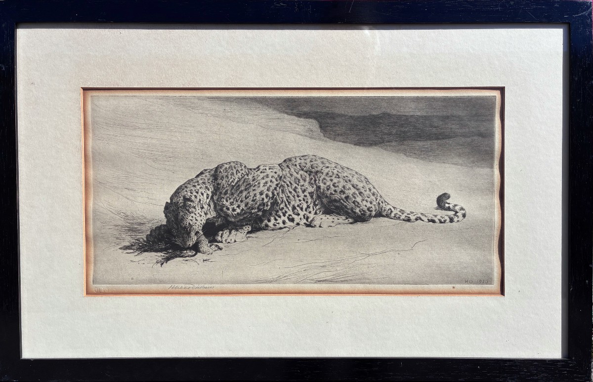 Herbert Thomas Dicksee, Etching With Leopard, 1920-photo-2