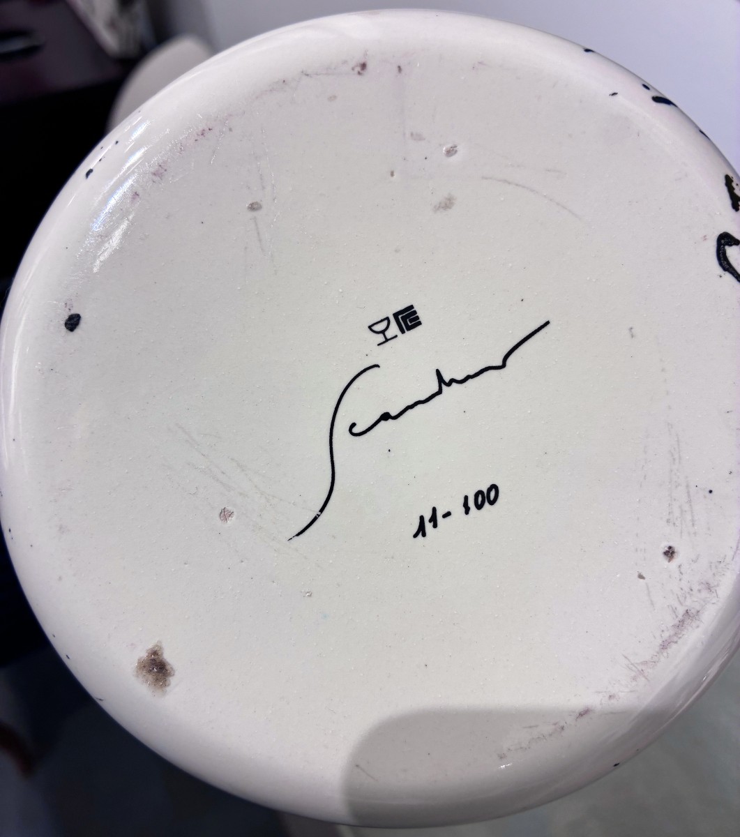 Emilio Scanavino Glazed Ceramic Vase, 20th Century-photo-1