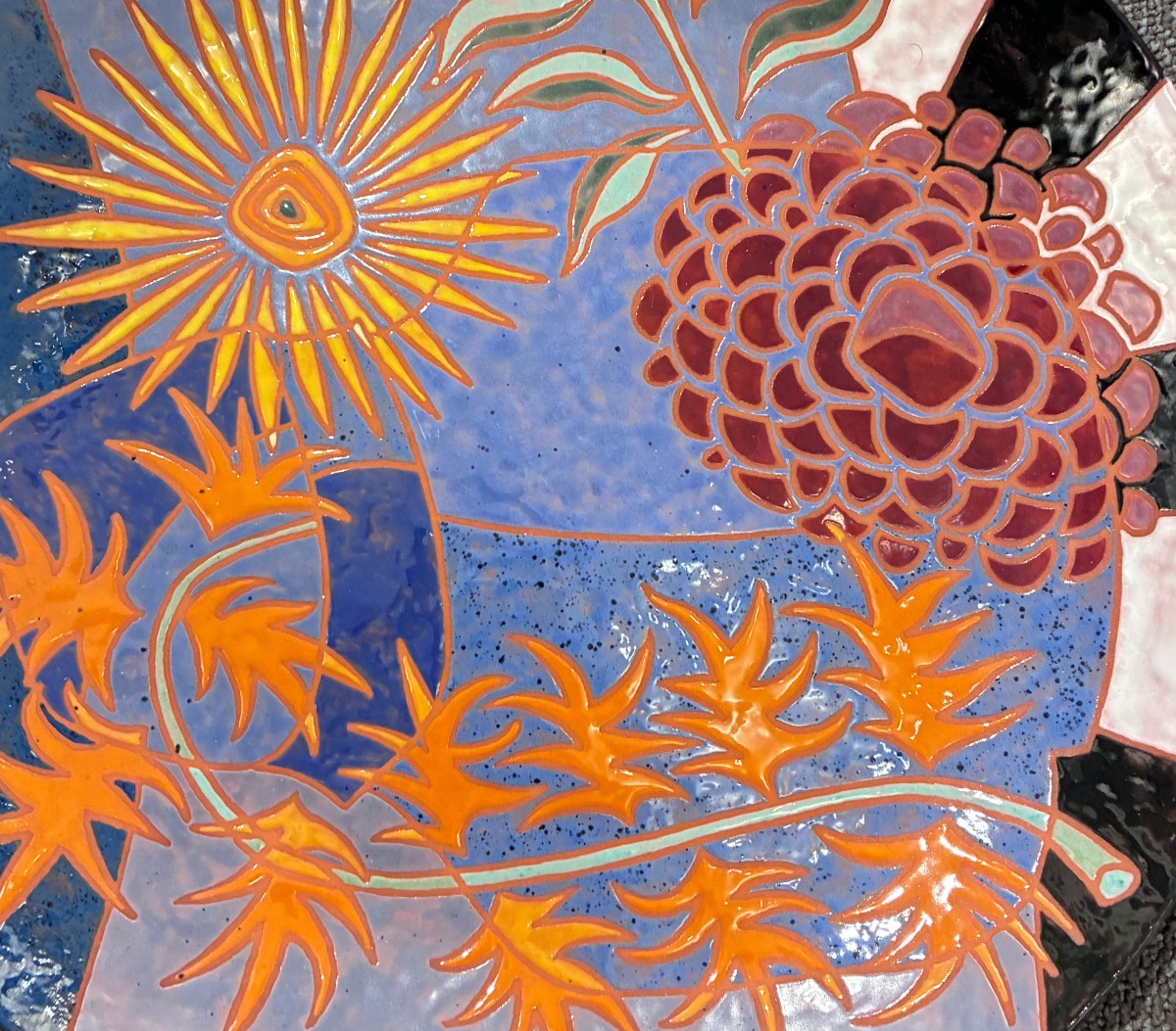 Dominique Baudart Glazed Ceramic Plate, Still Life, 20th Century-photo-2