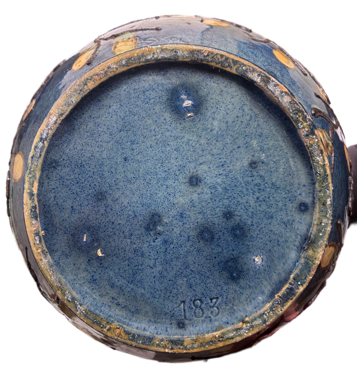 émile Simonod Signed Sispa Art Deco Glazed Ceramic Lamp Base -photo-4