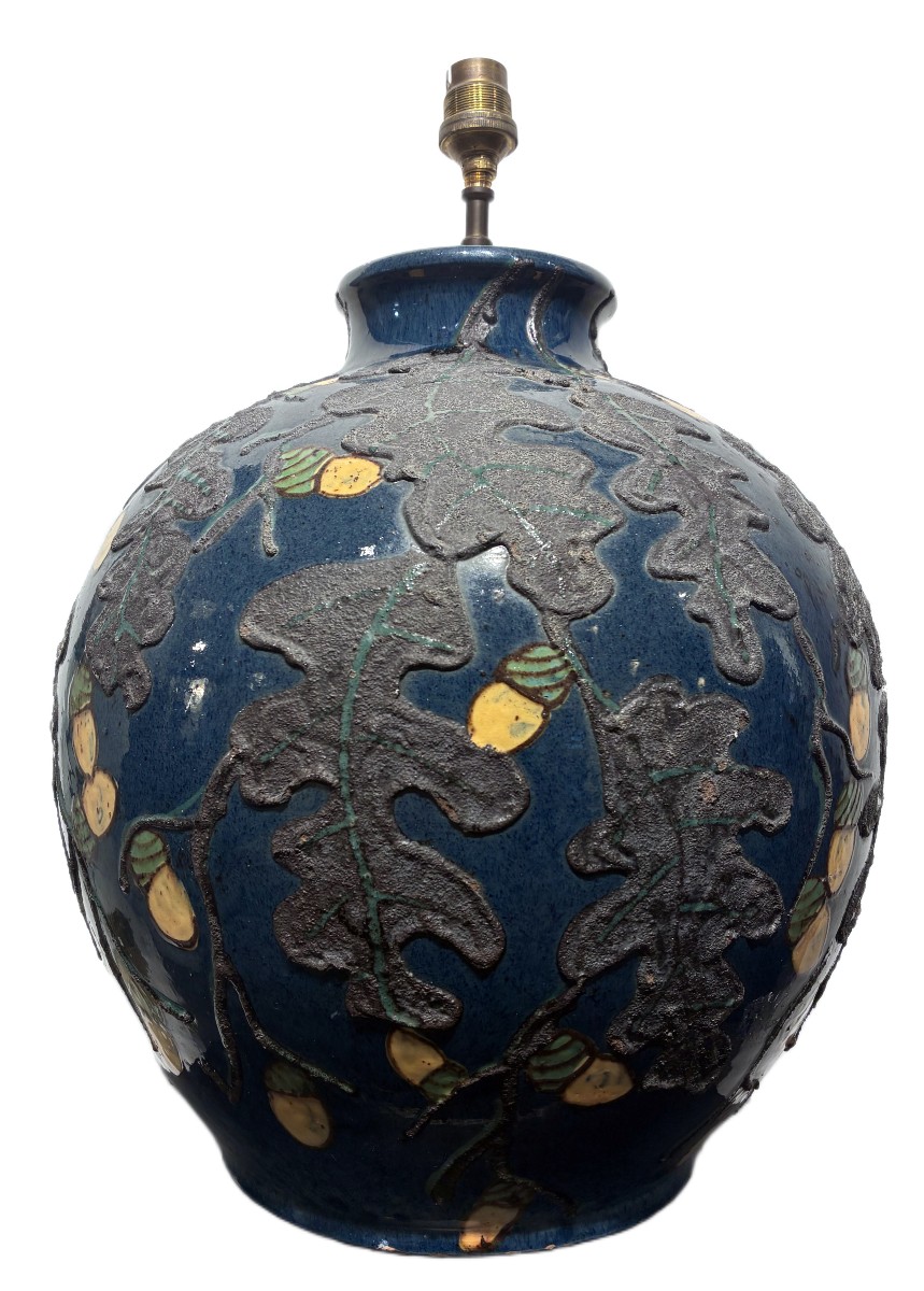 émile Simonod Signed Sispa Art Deco Glazed Ceramic Lamp Base 