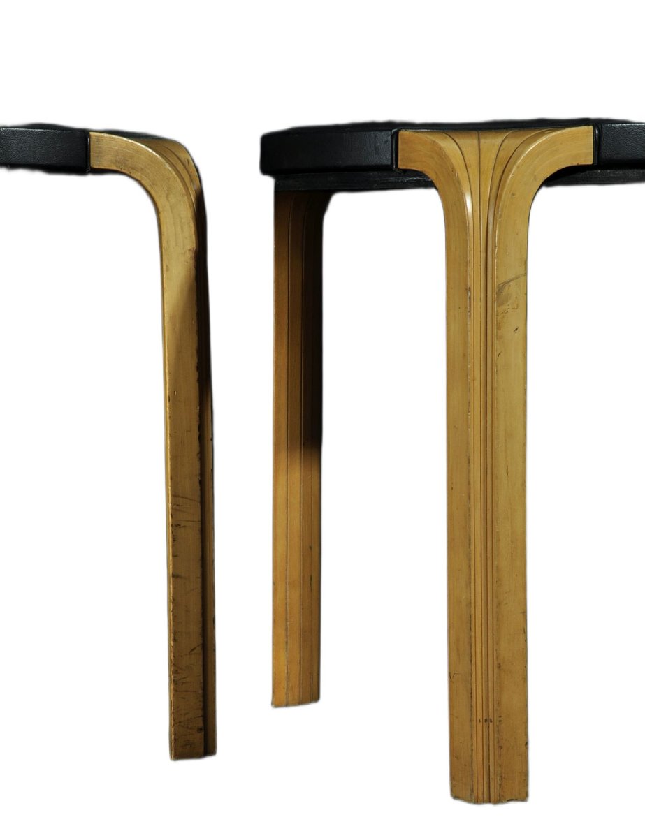 Alvar Aalto paire de tabourets modèle X600 Artek-photo-2