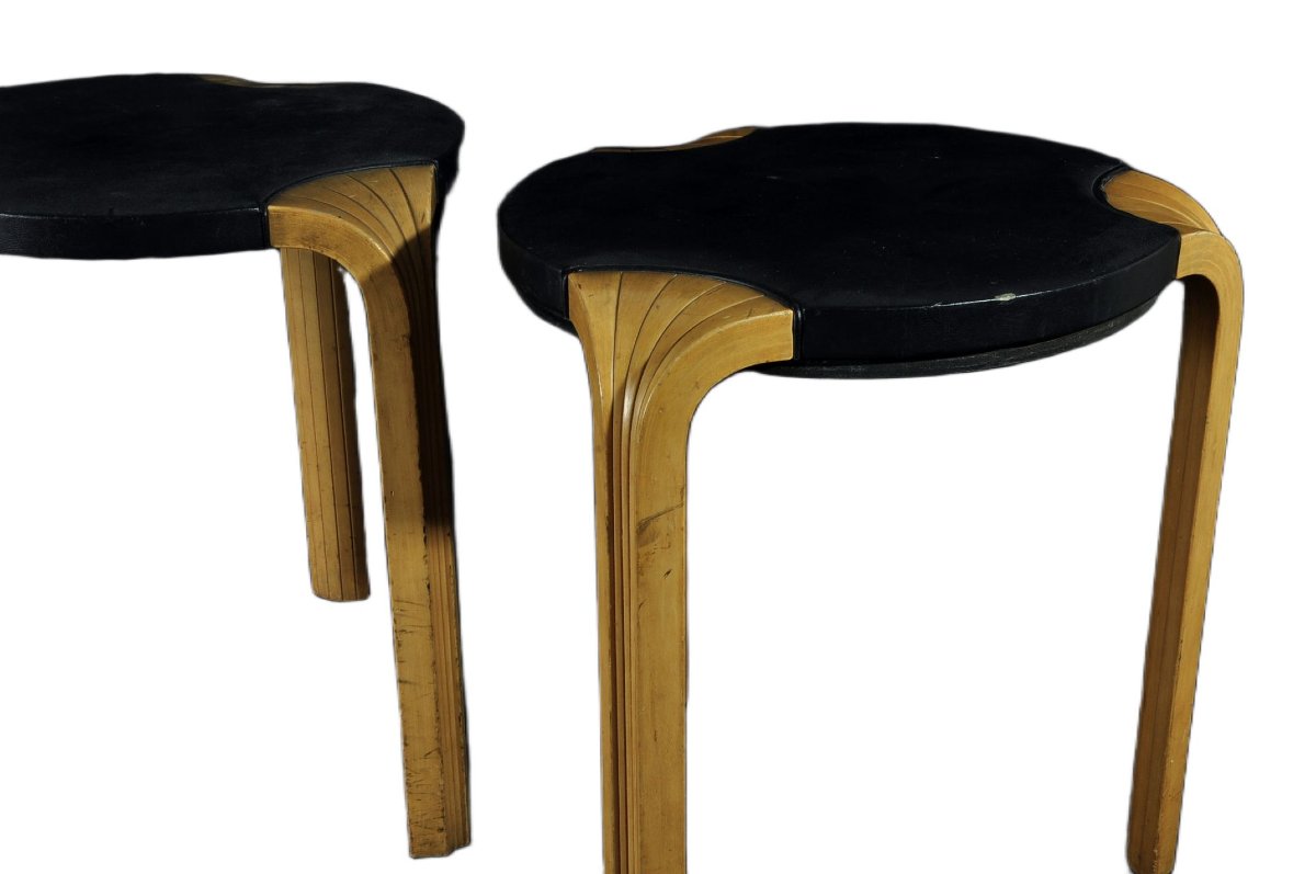 Alvar Aalto paire de tabourets modèle X600 Artek-photo-3