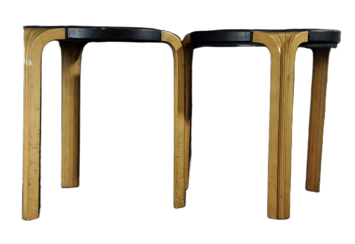 Alvar Aalto paire de tabourets modèle X600 Artek-photo-4