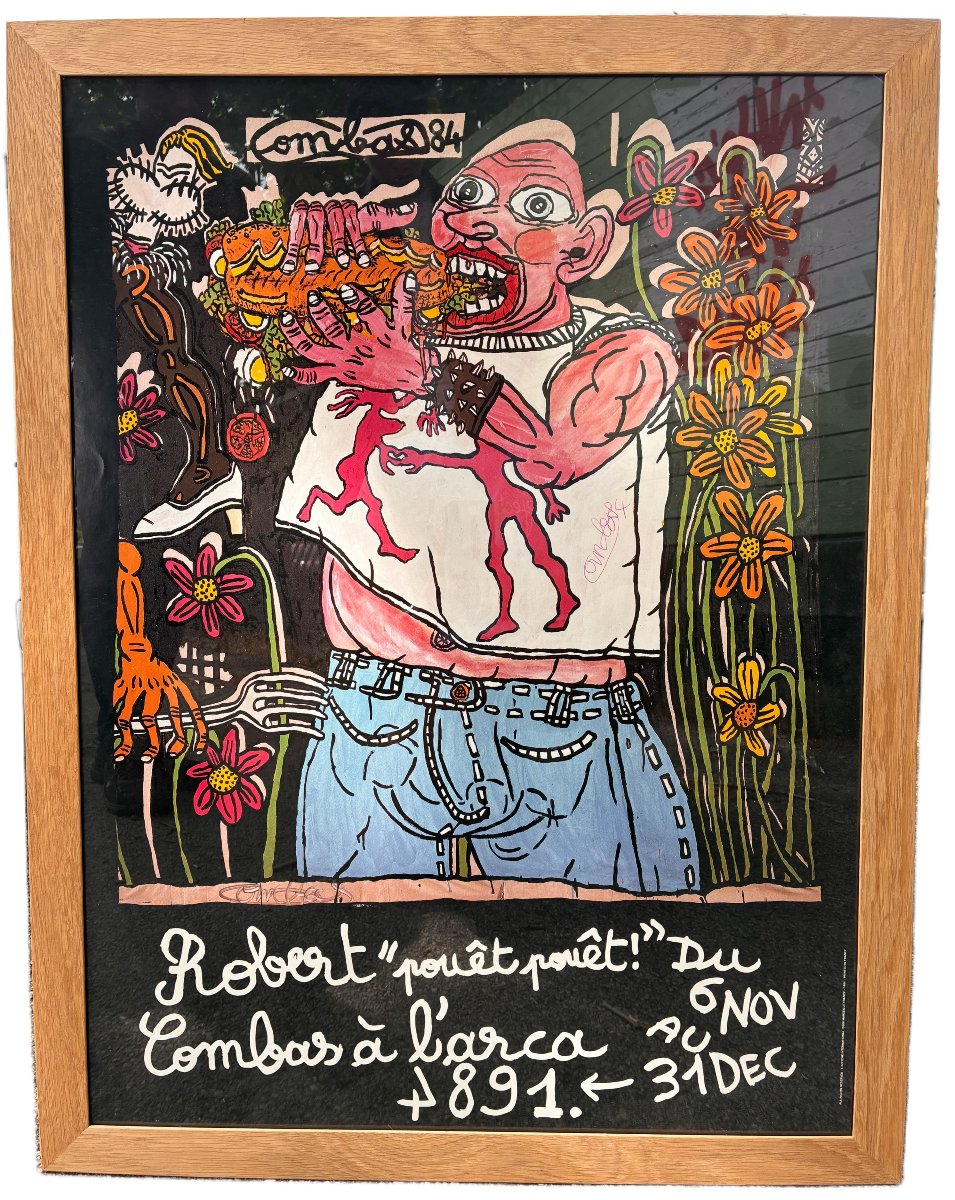 Robert Combas Exhibition Poster Pouët Pouët 1984 Signed