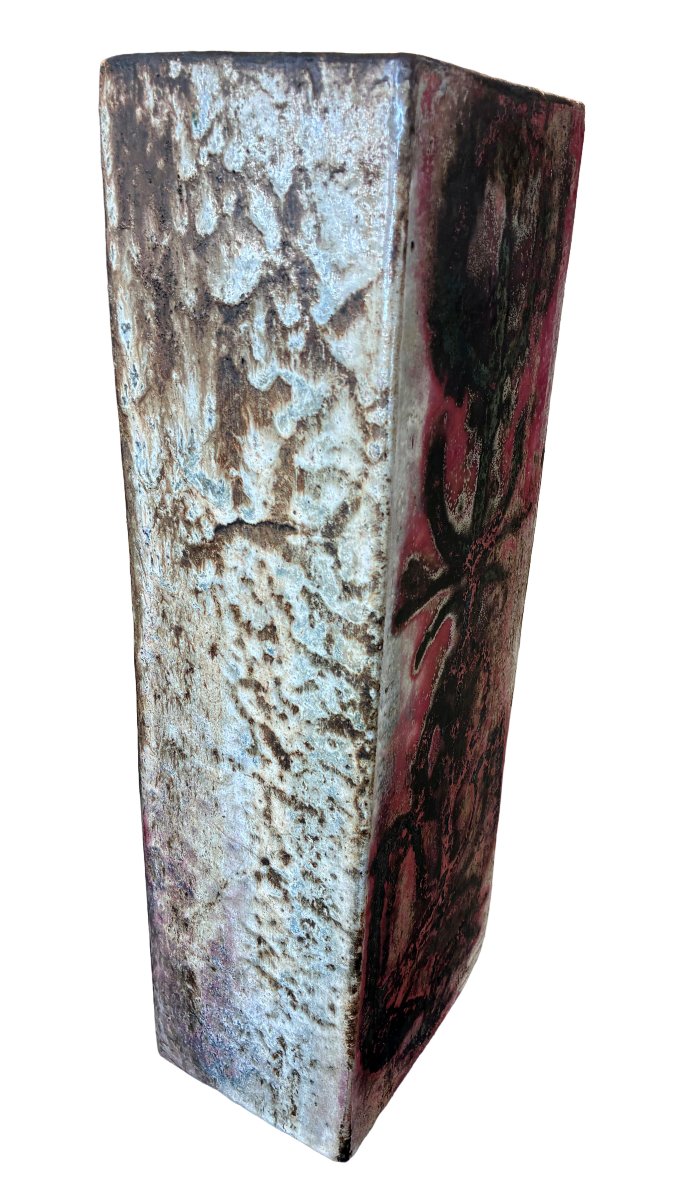 Jacques Pouchain, Glazed Ceramic Vase With Stylized Floral Design, 20th Century-photo-2
