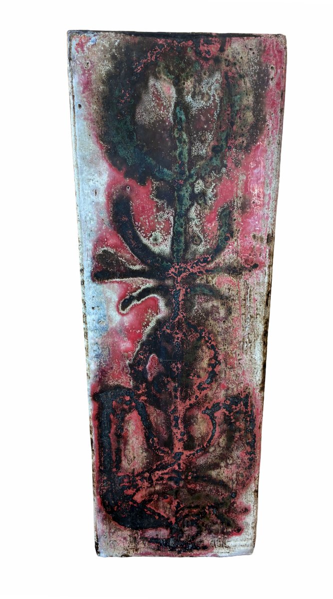 Jacques Pouchain, Glazed Ceramic Vase With Stylized Floral Design, 20th Century