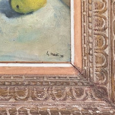 Georges Polez nature morte aux pommes huile sur toile datée 1936-photo-3
