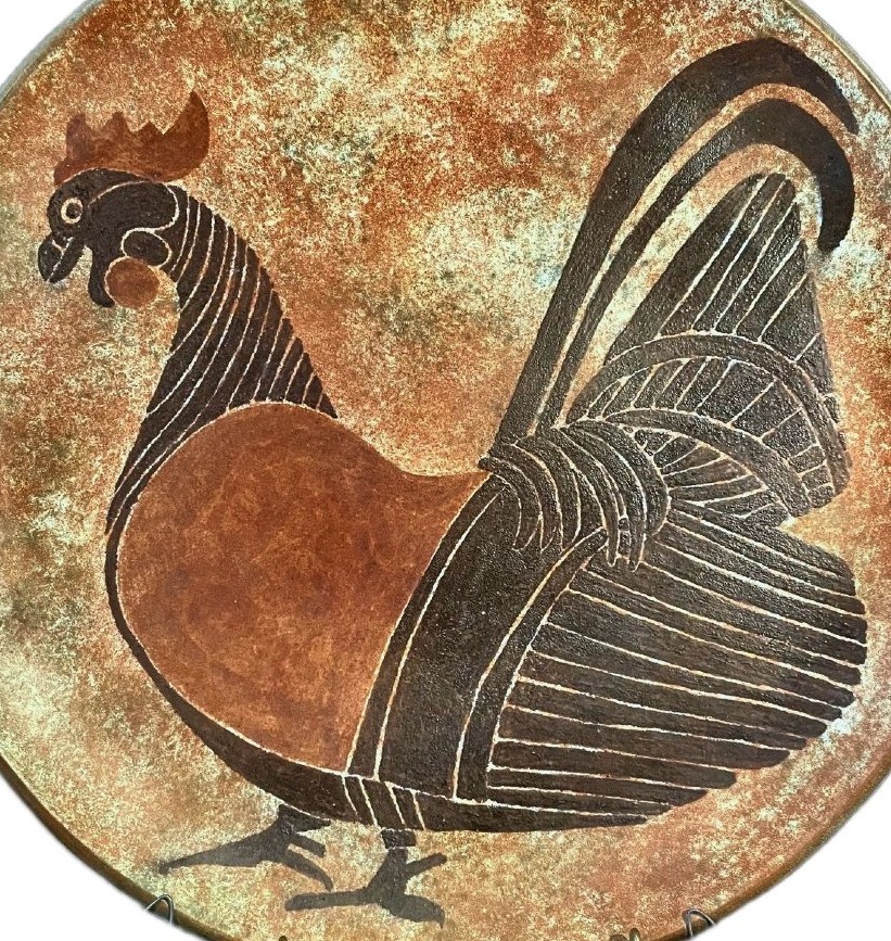 La Grange Aux Potiers – Important Plat Au Coq circa 1960-photo-2