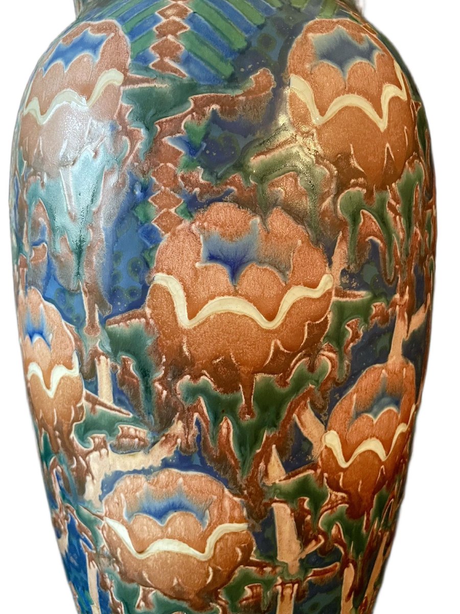 Revernay – Large Egg-shaped Glazed Stoneware Vase, Circa 1920-photo-3