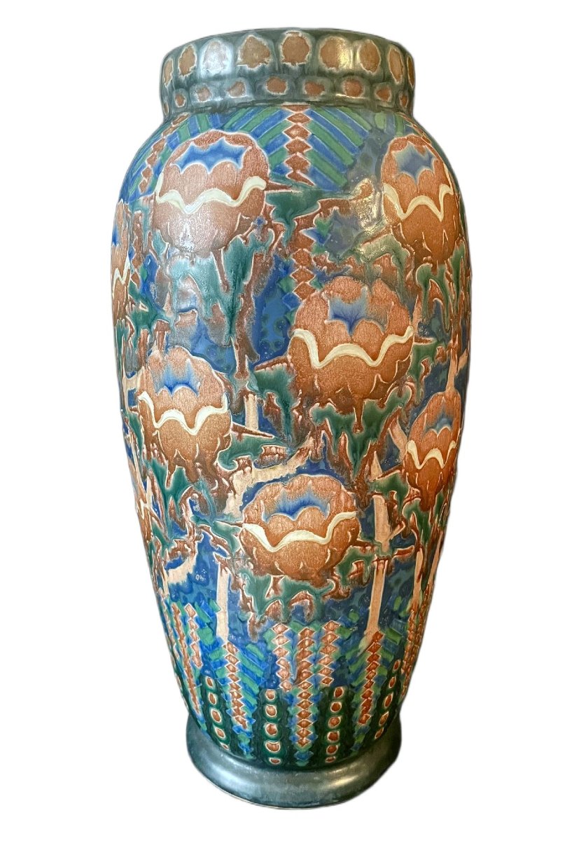 Revernay – Large Egg-shaped Glazed Stoneware Vase, Circa 1920