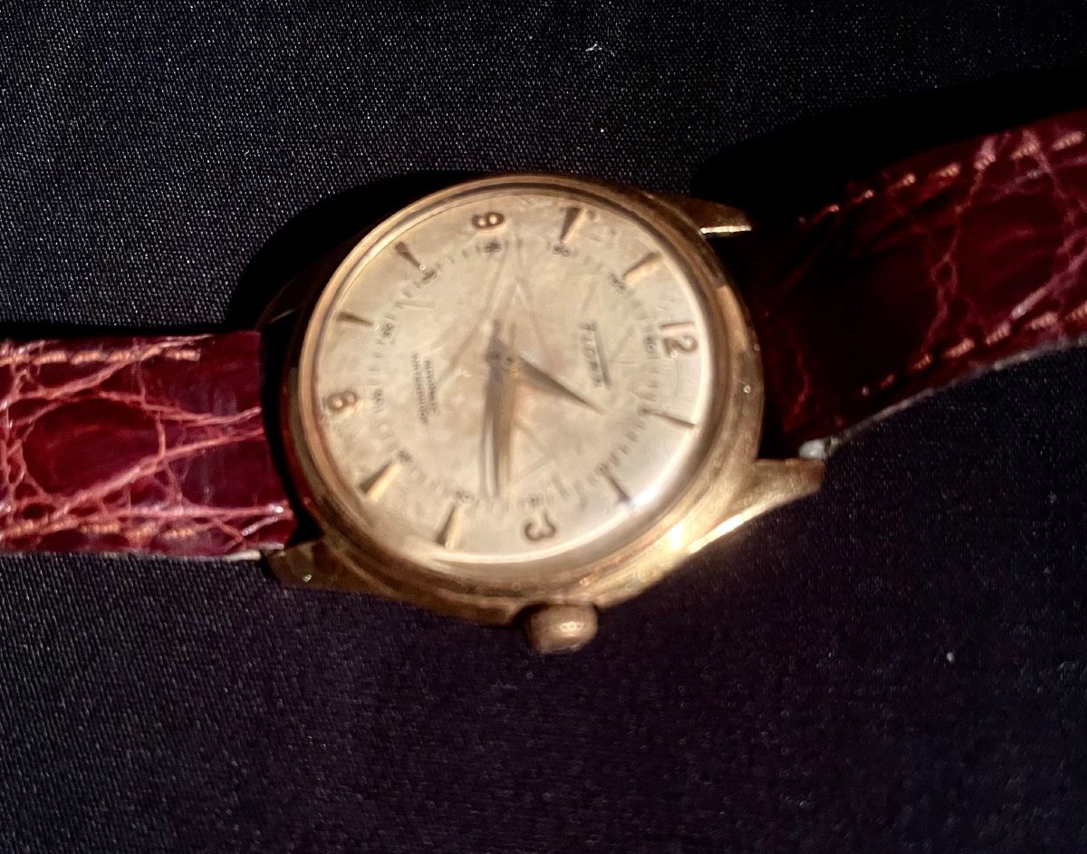 Montre homme boitier or massif marque Flora -photo-3