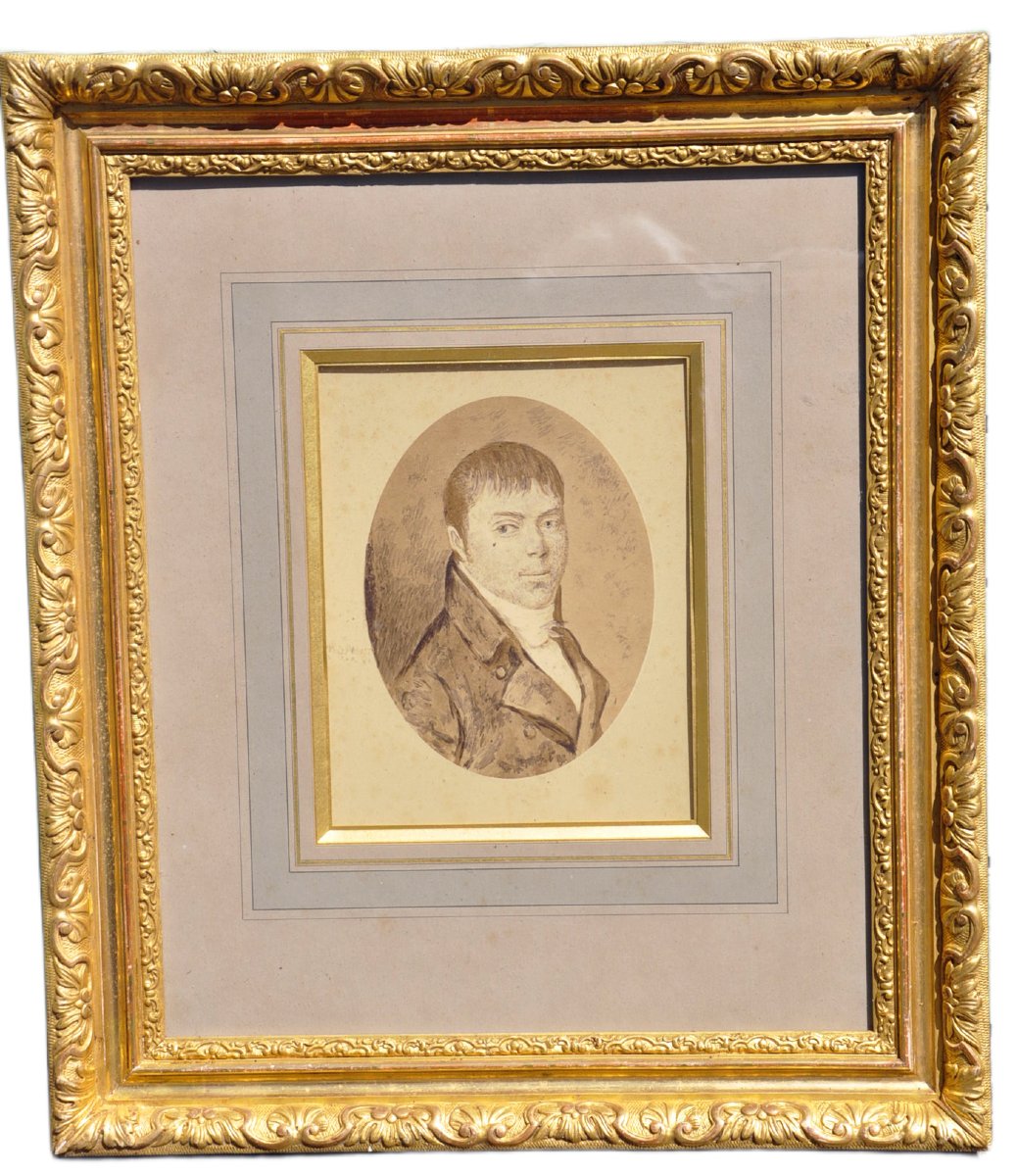 Portrait d’homme, début du XIXe siècle – Fusain rehaussé de gouache