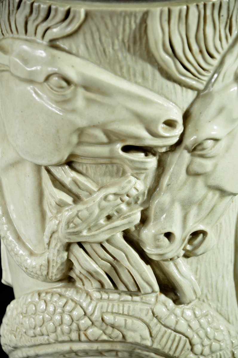 Vase signé "Gentil et Bourdet , base et col argenté -photo-4
