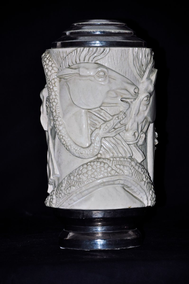 Vase signé "Gentil et Bourdet , base et col argenté -photo-1