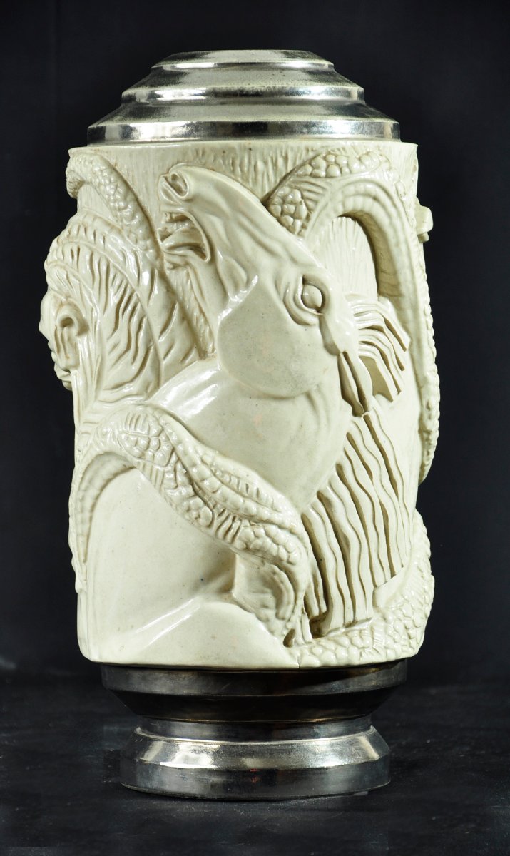 Vase signé "Gentil et Bourdet , base et col argenté 