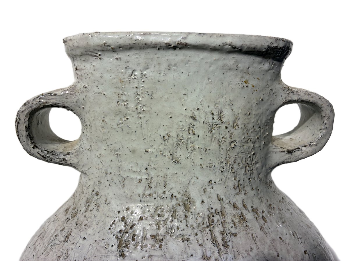 Jacques Pouchain grand vase à deux anses en céramique émaillée polychrome circa 70-photo-3
