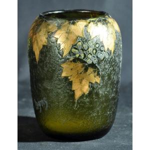 Vase En Pâte De Verre Multicouche Signé Legras époque Art Nouveau