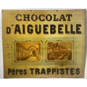 Plaque publicitaire Chocolat d’Aiguebelle Pères Trappistes circa 1920