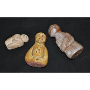 Eugène Fidler Set Of Three Ceramic Figures, Signed Circa 1960