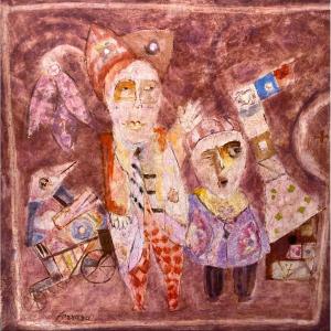 Roger Ferrara Peinture huile  sur panneau bois XXe siècle signée