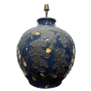 Émile Simonod signé SISPA pied de lampe céramique émaillée Art Déco