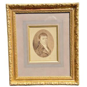 Portrait d’homme, début du XIXe siècle – Fusain rehaussé de gouache