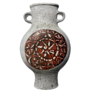 Jacques Pouchain, Large Vase With Two Handles, Made Of Polychrome Glazed Ceramic, Circa 1970