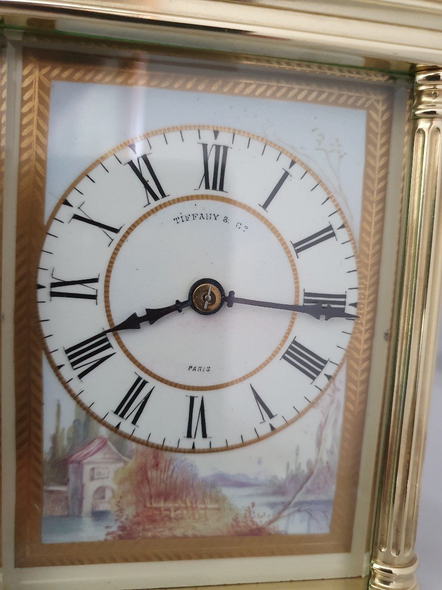 Carriage Clock Tiffany & Cie Paris Ring Travel Clock + Box Sèvres Enamel-photo-4