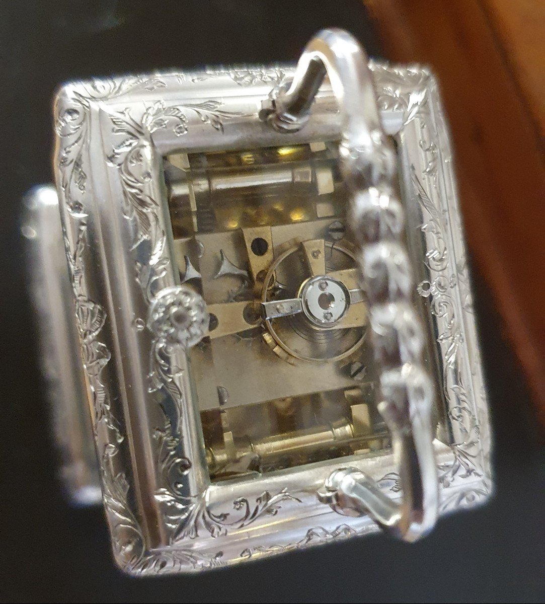 Very Rare Cute Travel Clock With Chiming Hours-photo-3