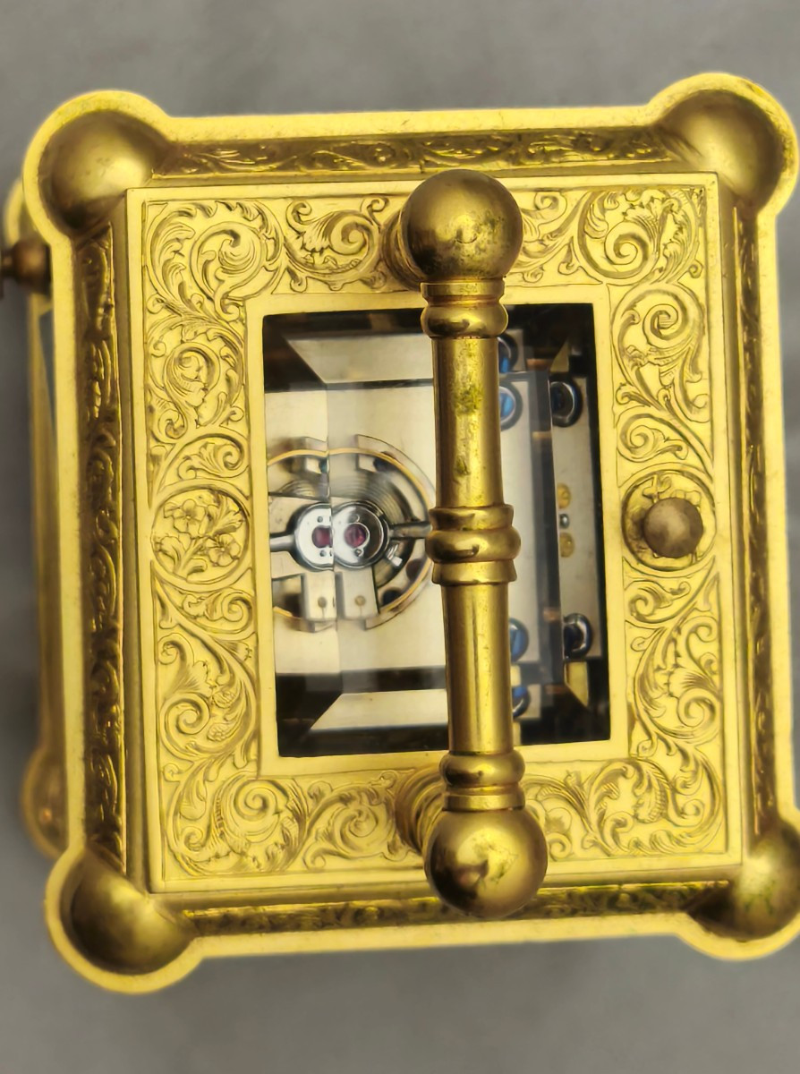 pendulette de voyage Drocourt petite sonnerie /silence et lune + clé double-photo-2