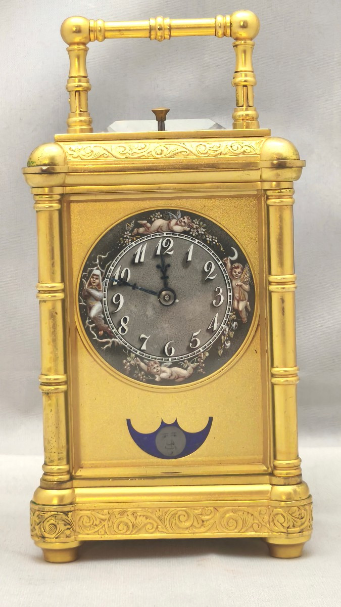 pendulette de voyage Drocourt petite sonnerie /silence et lune + clé double