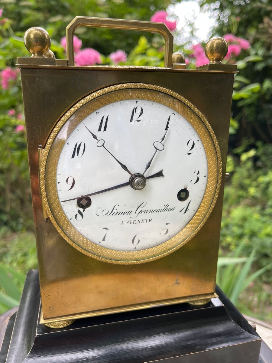 PENDULE D'OFFICIER VERS  1805 EMPIRE VOYAGE PENDULETTE REPETITION