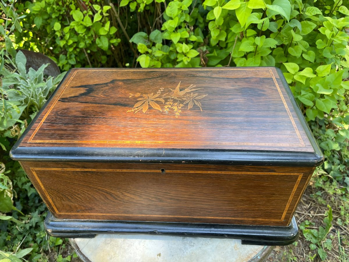 Antique Swiss Music Box With Stamps And Drum, 6 Melodies, Circa 1880-photo-4
