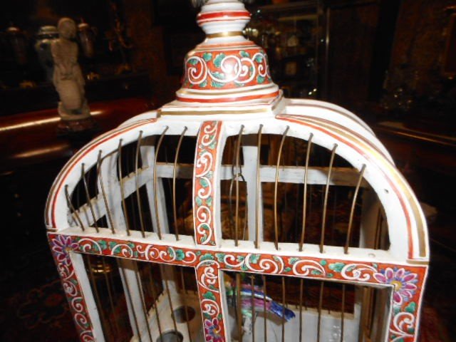 Beautiful Porcelain Cage 19th Time-photo-4