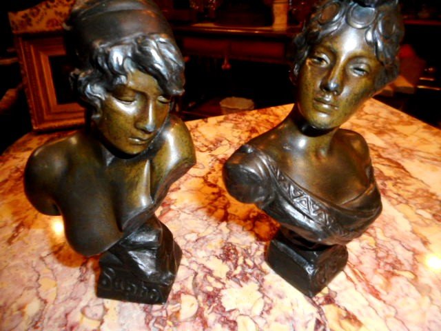Paire De Statuettes De Vilanis regule et bronze-photo-3