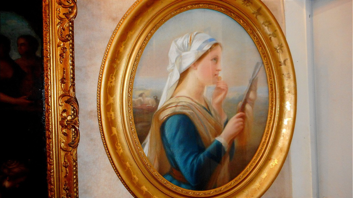 19th Century Pastel Shepherdess-photo-4