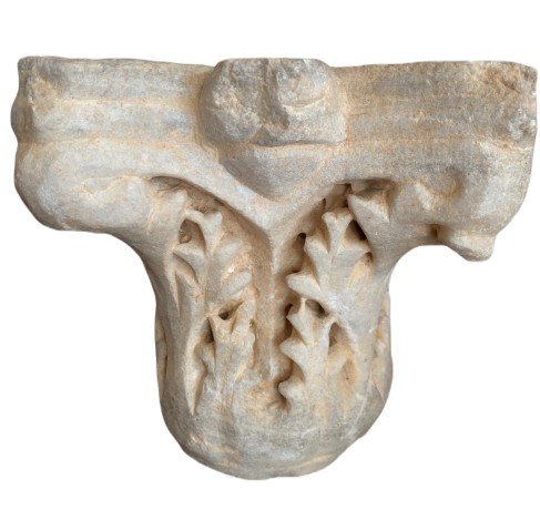 Carolingian Capital. Pre-romanesque Marble.-photo-2
