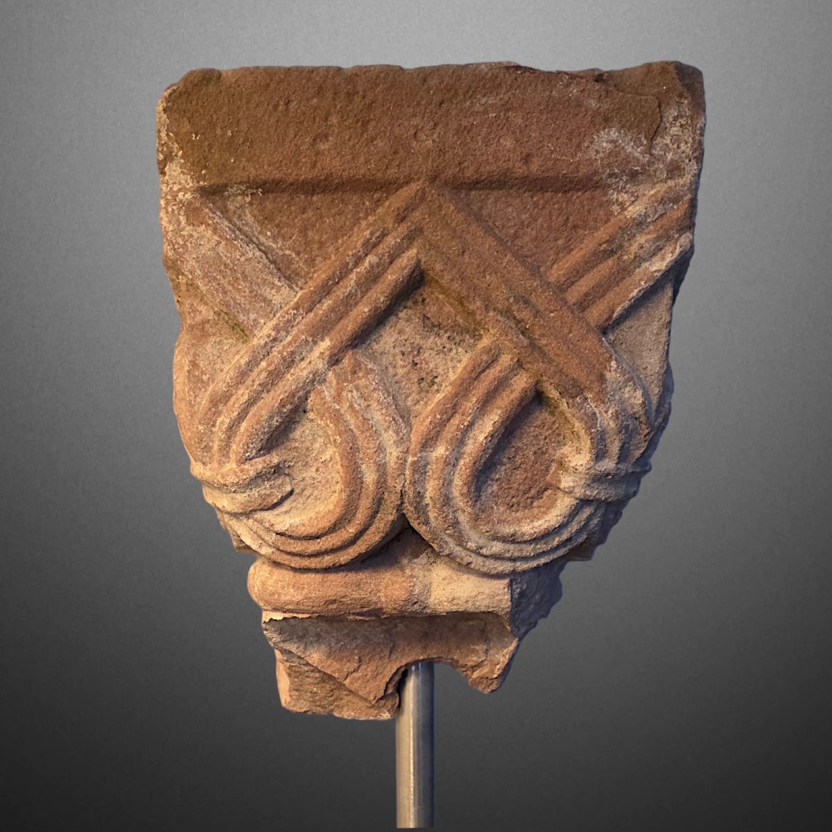 Romanesque Capital With Interlacing Decoration. Franconia, 12th Century.-photo-2