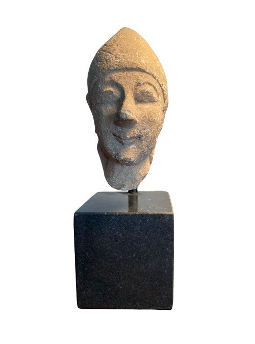 Tête votive Chypriote en calcaire-photo-2