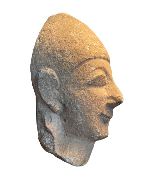 Cypriot Limestone Head Of A Male Votary-photo-3