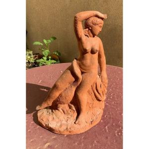 Henry Parayre, Léda et Le Cygne 1940 Terre Cuite Originale
