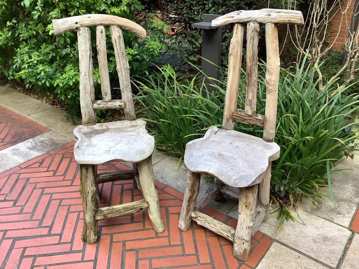 Paire de chaise en bois flotté
