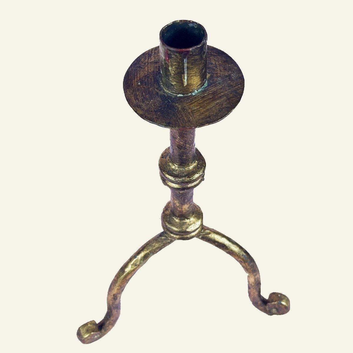 Brutalist Candleholder - Gilt & Patinated Bronze - 1950s -photo-2