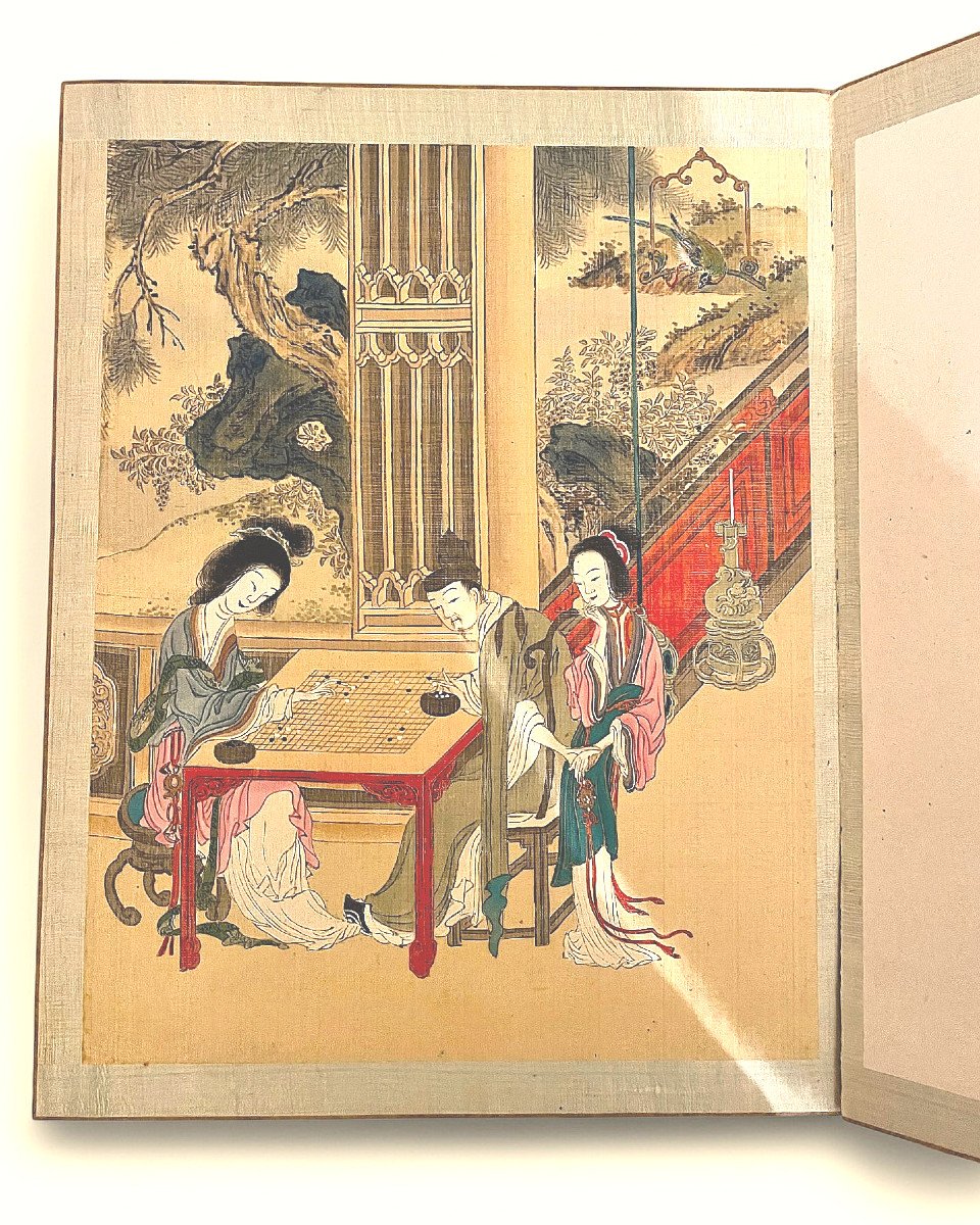 “Livre d’Oreillers” Chinois De 12 Peintures Erotiques, Dynastie Qing, XIXème Siècle
